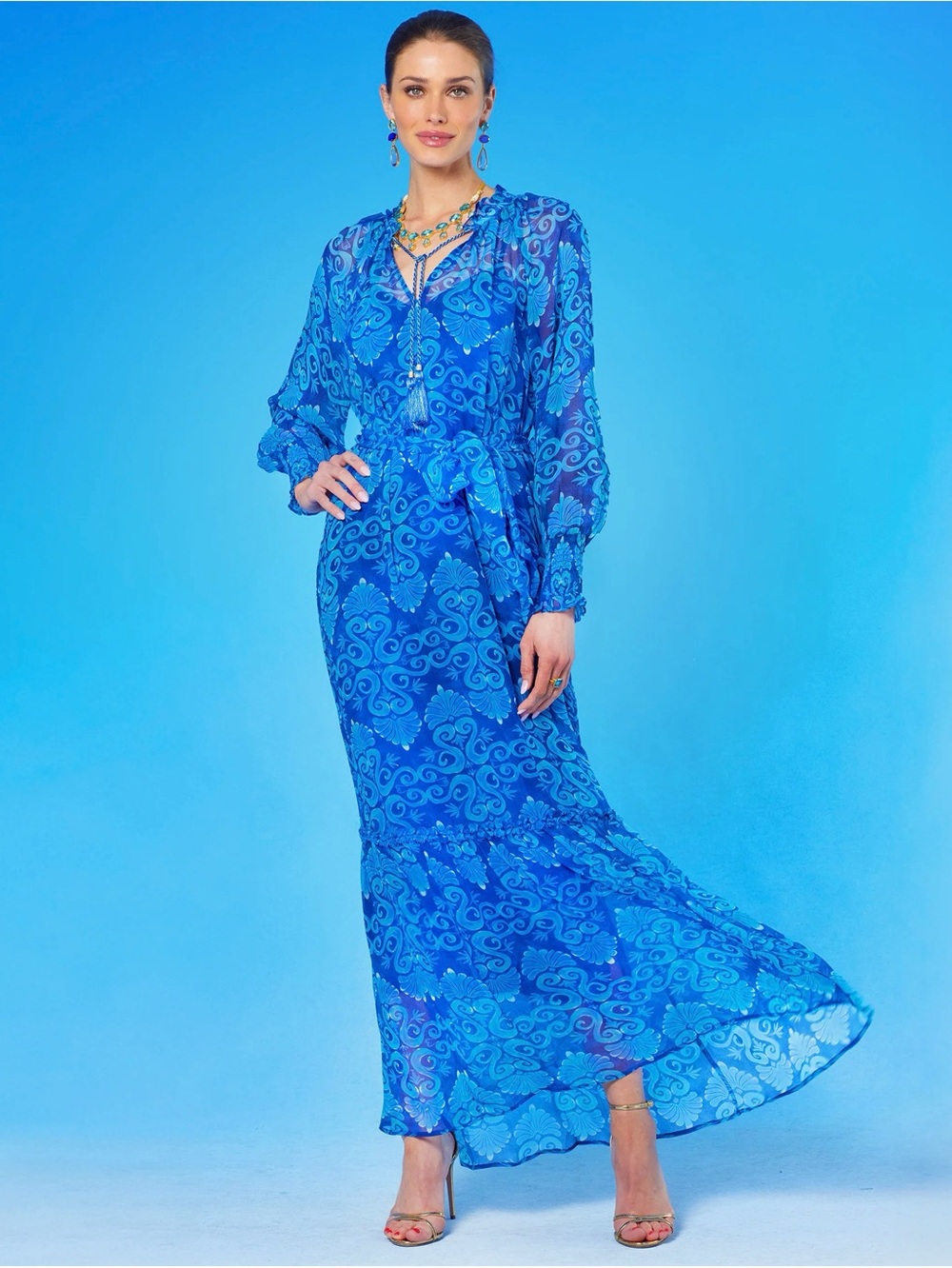 Nicoblu Longsleeve Maxi Blue Print